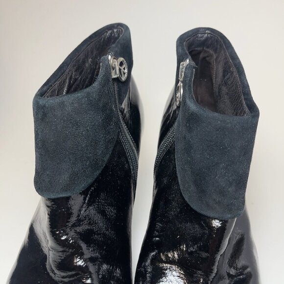 Donald J Pliner Womens 10 Collar Rula Black Patent Suede Leather Heel Boot - Picture 5 of 13